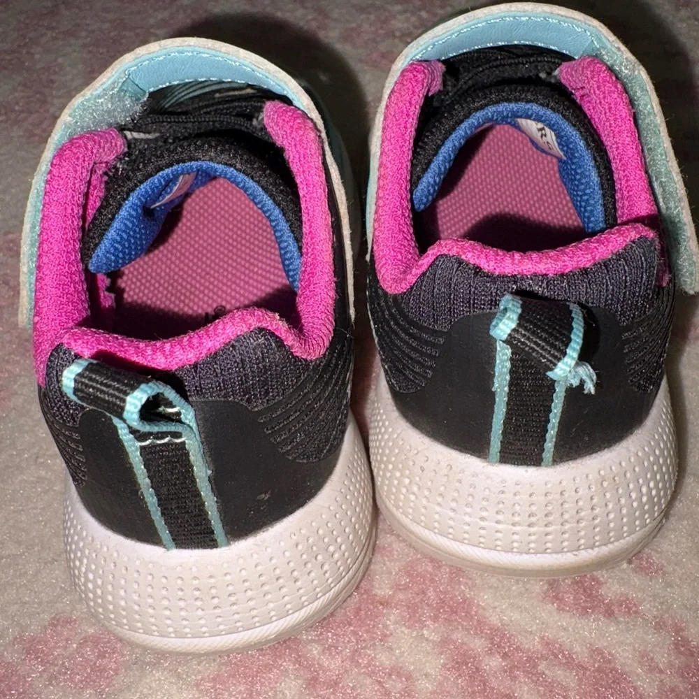 Skechers Microspec Advance Sneakers Aqua & Pink Toddler Girl size 7